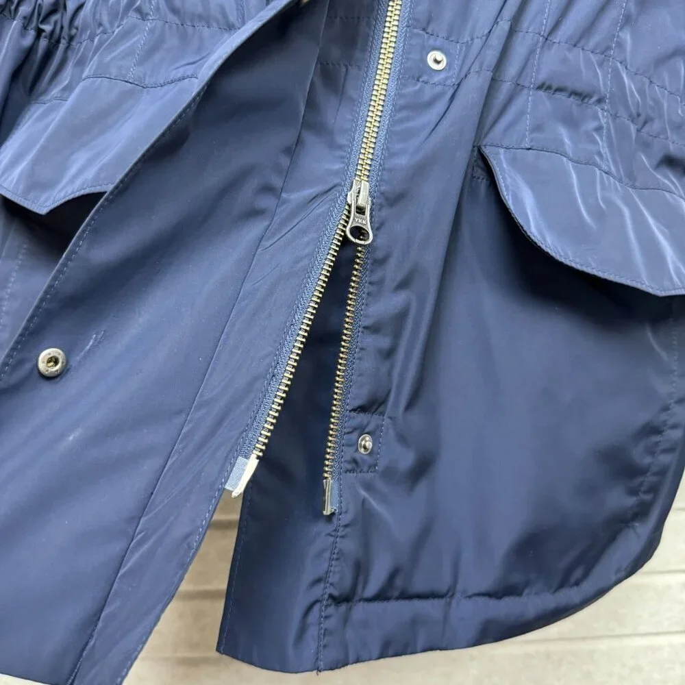 J Jill Womens Blue Zip Up Utility Jacket Drawstring Waist Front Pockets LP - Picture 6 of 14